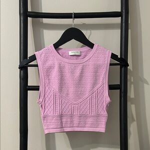 BABATON Aritzia Pink Knit Textured Women's Crop Top